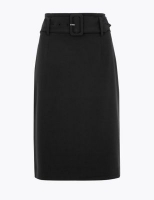 Marks and Spencer M&s Collection PETITE Belted Knee Length Pencil Skirt