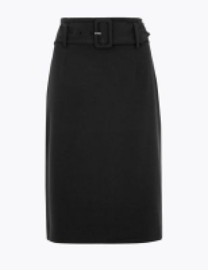 M&s Collection PETITE Belted Knee Length Pencil Skirt