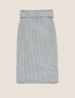 Marks and Spencer M&s Collection Checked Belted Pencil Skirt