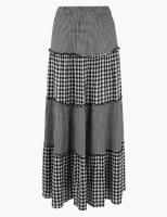 Marks and Spencer M&s Collection Gingham Tiered Maxi Skater Skirt