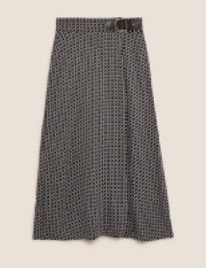 Autograph Geometric Buckle Detail Midi Wrap Skirt