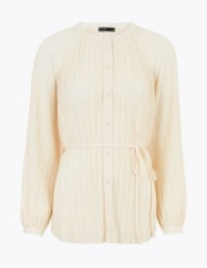 Autograph Plisse Button Through Tie Waist Blouse