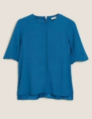 Autograph Satin Back Crepe Short Sleeve Top