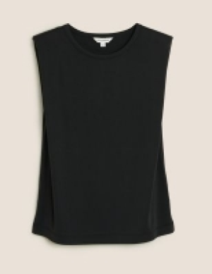 Autograph Modal Crew Neck Shoulder Pad Sleeveless Top