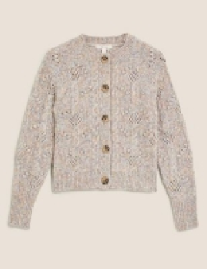 Per Una Cable Knit Crew Neck Cardigan