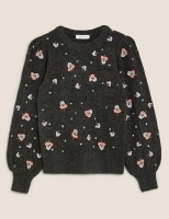 Marks and Spencer Per Una Embroidered Blouson Sleeve Jumper
