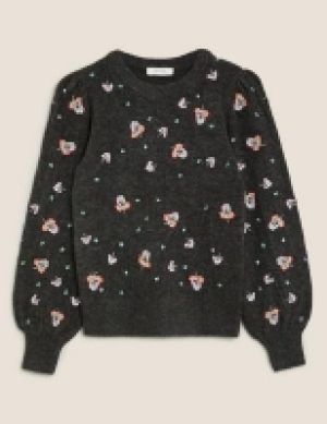 Per Una Embroidered Blouson Sleeve Jumper