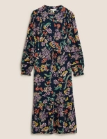 Marks and Spencer Per Una Floral High Neck Pintuck Midaxi Smock Dress