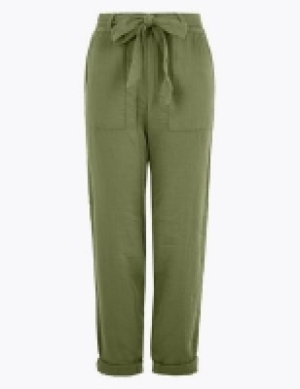 Marks and Spencer Per Una Pure Cotton Tapered Ankle Grazer Trousers