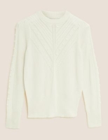 Marks and Spencer Per Una Cable Knit Crew Neck Jumper with Wool