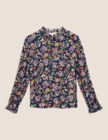 Marks and Spencer Per Una Floral High Neck Long Sleeve Popover Blouse
