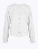 Marks and Spencer Per Una Jersey Mix Round Neck Long Sleeve Blouse