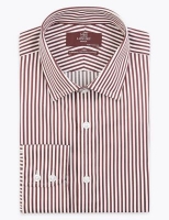 Marks and Spencer M&s Collection Luxury Regular Fit Sateen Striped Shirt