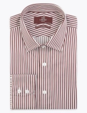M&s Collection Luxury Regular Fit Sateen Striped Shirt