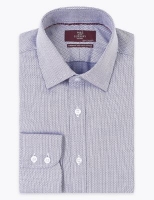 Marks and Spencer M&s Collection Luxury Tailored Fit Easy Iron Pure Cotton Striped Shirt