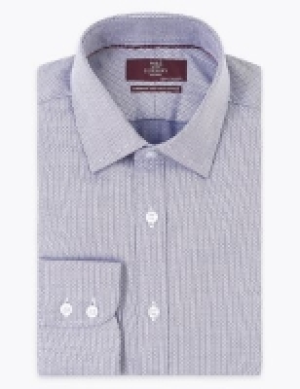 M&s Collection Luxury Tailored Fit Easy Iron Pure Cotton Striped Shirt