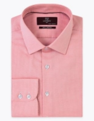 M&s Collection Luxury Slim Fit Cotton Dogtooth Shirt