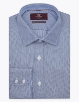 Marks and Spencer M&s Collection Luxury Pure Cotton Tailored Fit Textured Shirt