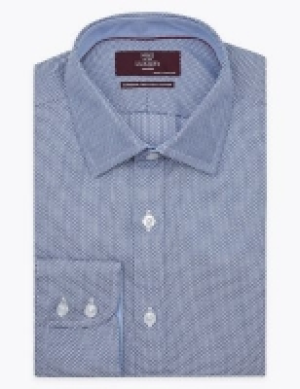 M&s Collection Luxury Pure Cotton Tailored Fit Textured Shirt