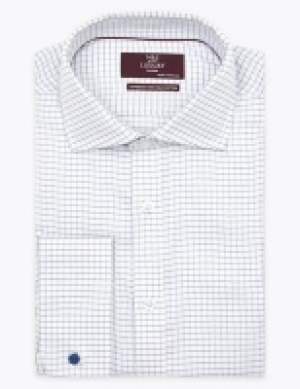 M&s Collection Luxury Pure Cotton Tailored Fit Checked Shirt