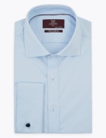 Marks and Spencer M&s Collection Luxury Shorter Length Slim Fit Twill Shirt