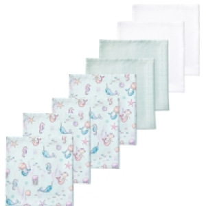 Aldi  Mermaid Muslin Cloths 8 Pack