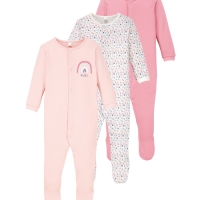 Aldi  Rose/Pink Baby Sleepsuit 3 Pack