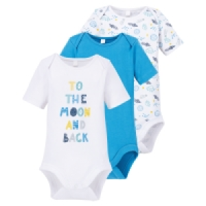 Aldi  Blue/White Baby Bodysuit 3 Pack