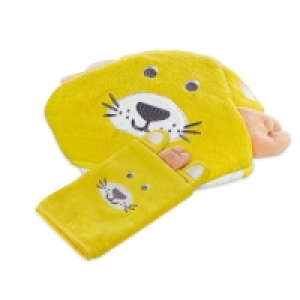 Lion Hooded Baby Towel & Mitt