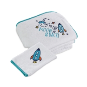 Space Hooded Baby Towel & Mitt