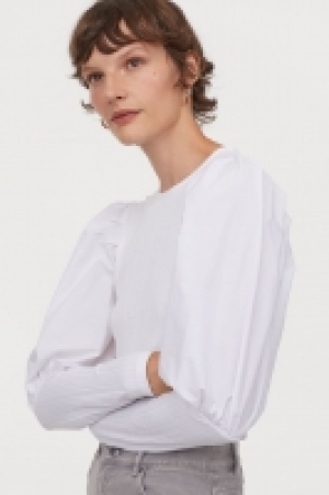 HM  Ribbed puff-sleeved top