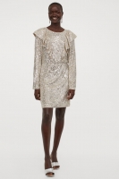 HM  Flounce-trimmed sequined dress