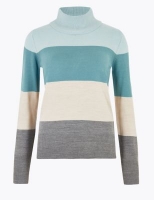 Marks and Spencer M&s Collection Supersoft Colour Block Roll Neck Jumper