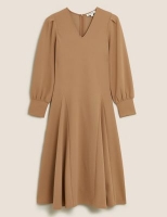 Marks and Spencer Autograph Jersey V-Neck Midi Fit & Flare Dress