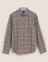 Marks and Spencer Blue Harbour Brushed Cotton Gingham Check Shirt