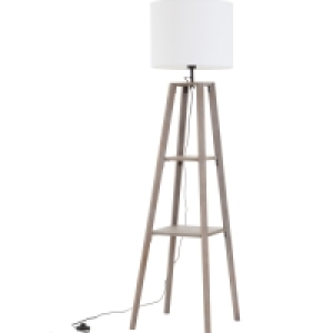 Wooden Shelved Floor Lamp