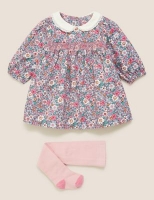 Marks and Spencer  2pc Cotton Floral Print Dress Outfit (0-3 Yrs)