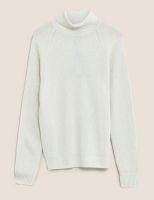 Marks and Spencer M&s Collection Pure Lambswool Ribbed Roll Neck Jumper
