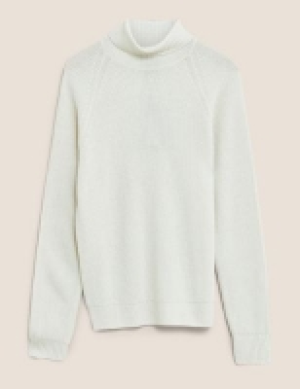 Marks and Spencer M&s Collection Pure Lambswool Ribbed Roll Neck Jumper