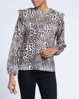 Dunnes Stores  Leopard Ruffle Top