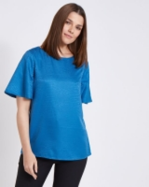 Dunnes Stores  Paul Costelloe Living Studio Blue Flute Sleeve Top