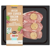 Centra  CENTRA FRESH IRISH DRY CURED BACON CHOPS WITH GARLIC BUTTER 