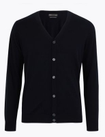 Marks and Spencer M&s Collection Pure Extra Fine Merino Wool V-Neck Cardigan