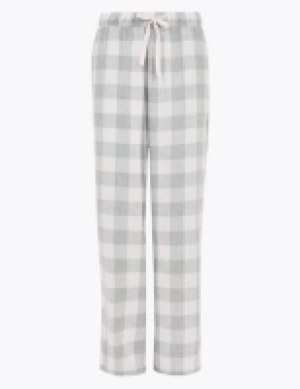 M&s Collection Cotton Checked Pyjama Bottoms