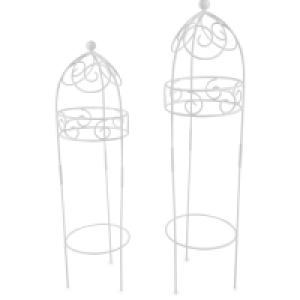 Round White Garden Obelisks 2 Pack