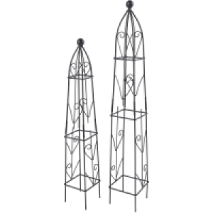 Square Black Garden Obelisks 2 Pack