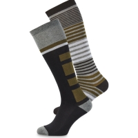 Aldi  Olive Stripe Long Boot Socks 2 Pack