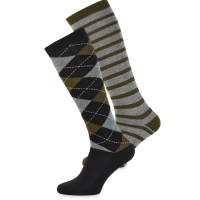 Aldi  Olive Diamond Long Boot Socks 2 Pack