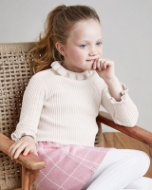 Dunnes Stores  Girls Rib Roll Neck Jumper (2-10 years)
