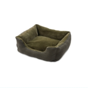 Small Khaki Herringbone Dog Bed